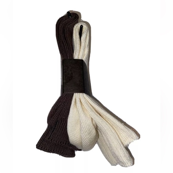 Frye Boot Socks 2 Pair Women 5-10 Cream & Brown w Logo Blend Ribbed Crew NEW!$28 - Picture 7 of 10